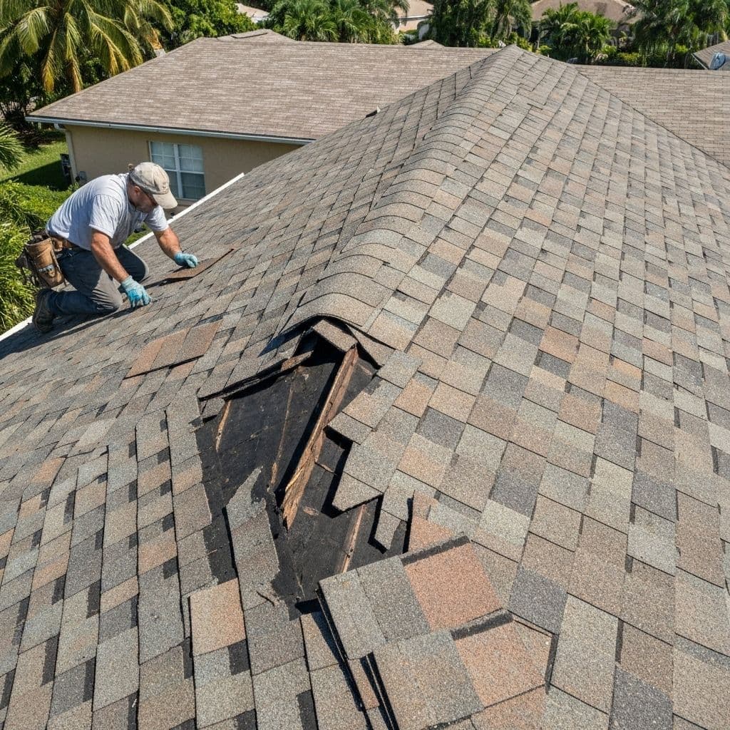 Shingle roof repair in Sarasota